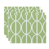 Simply Daisy, 18 x 14 Inch Ovals Go 'Round Geometric Print Placemat (set of 4), Green