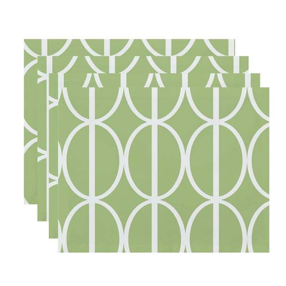 Simply Daisy, 18 x 14 Inch Ovals Go \'Round Geometric Print Placemat (set of 4), Green