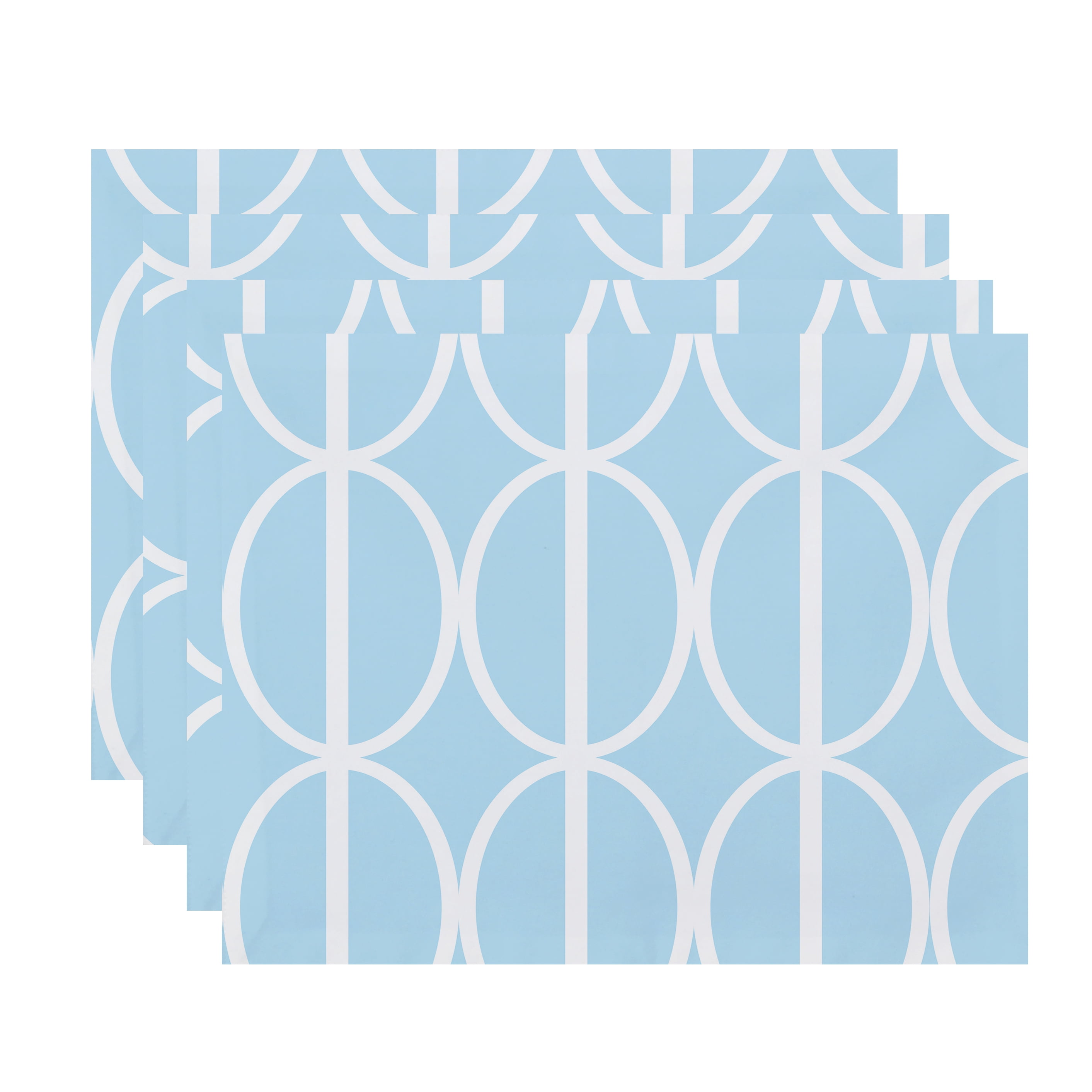 Pale Blue Geometric Print Fabric Placemats, Set of 4