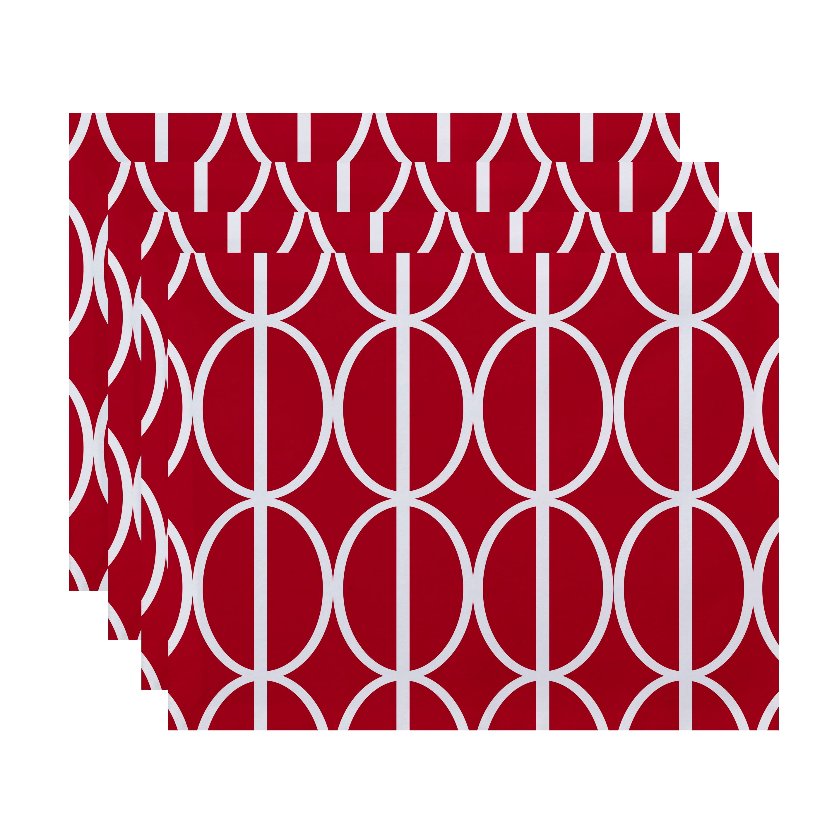 Simply Daisy, 18 x 14 Inch Ovals Go \'Round Geometric Print Placemat (set of 4), Pink/Fushcia