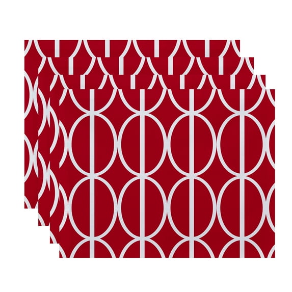 Simply Daisy, 18 x 14 Inch Ovals Go \'Round Geometric Print Placemat (set of 4), Pink/Fushcia