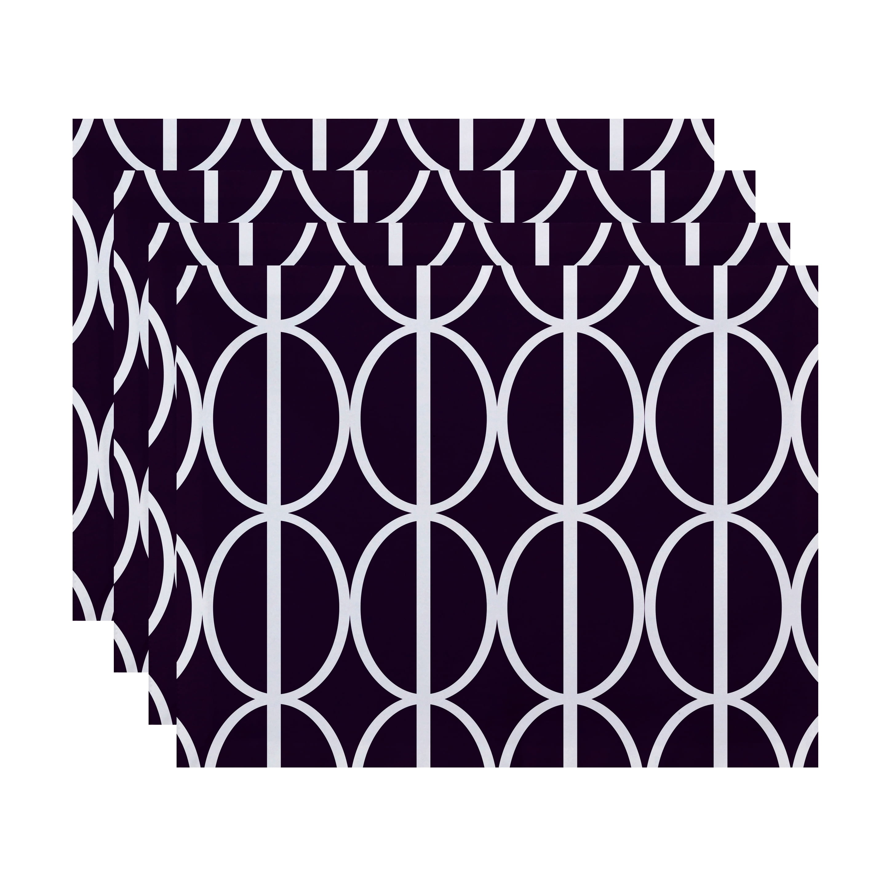 Purple Geometric Print Fabric Placemats, Set of 4, 18 x 14 Inch