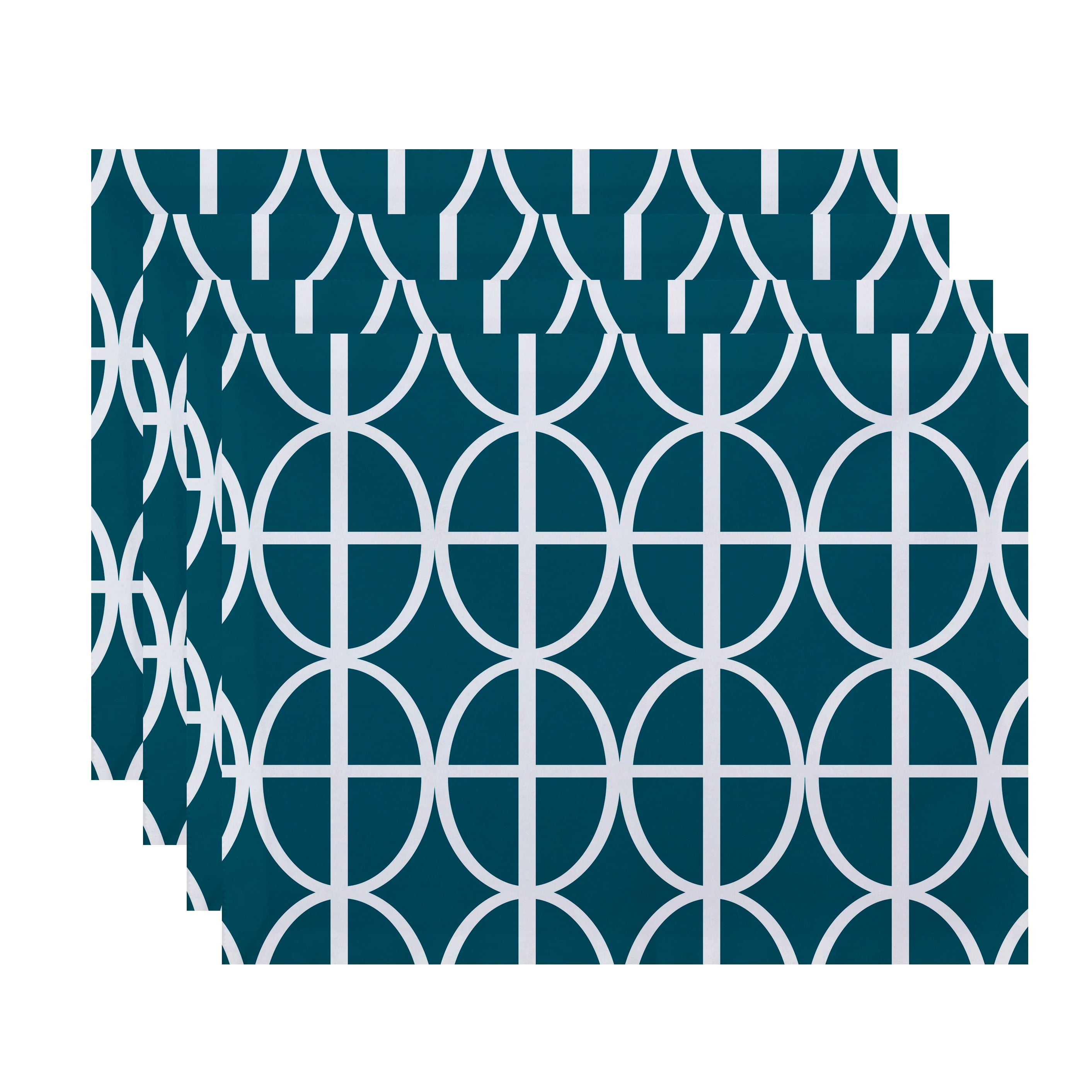 Simply Daisy, 18 x 14 Inch Ovals and Stripes Geometric Print Placemat (set of 4), Blue