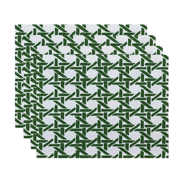 Simply Daisy, 18 x 14 Inch Rattan Geometric Geometric Print Placemat (set of 4), Green