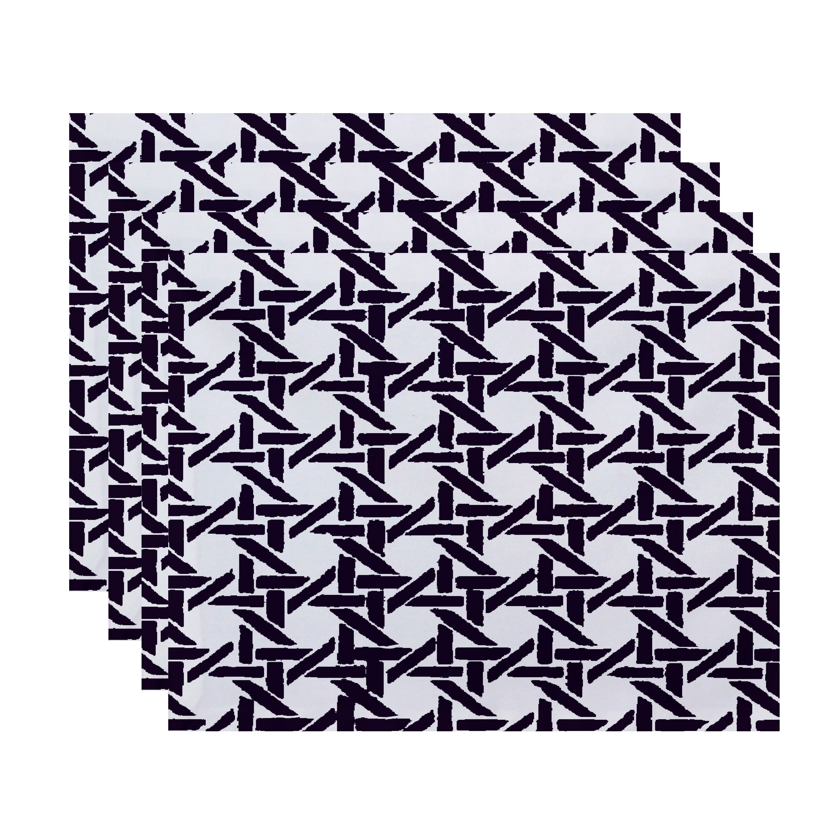 Simply Daisy, 18 x 14 Inch Rattan Geometric Geometric Print Placemat (set of 4), Purple