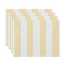 Simply Daisy, 18 x 14 Inch, Rugby Stripe, Stripe Print Placemat (Set of 4), Yellow