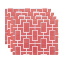 Simply Daisy, 18 x 14 Inch Screen Lattice Geometric Print Placemat (set of 4), Coral