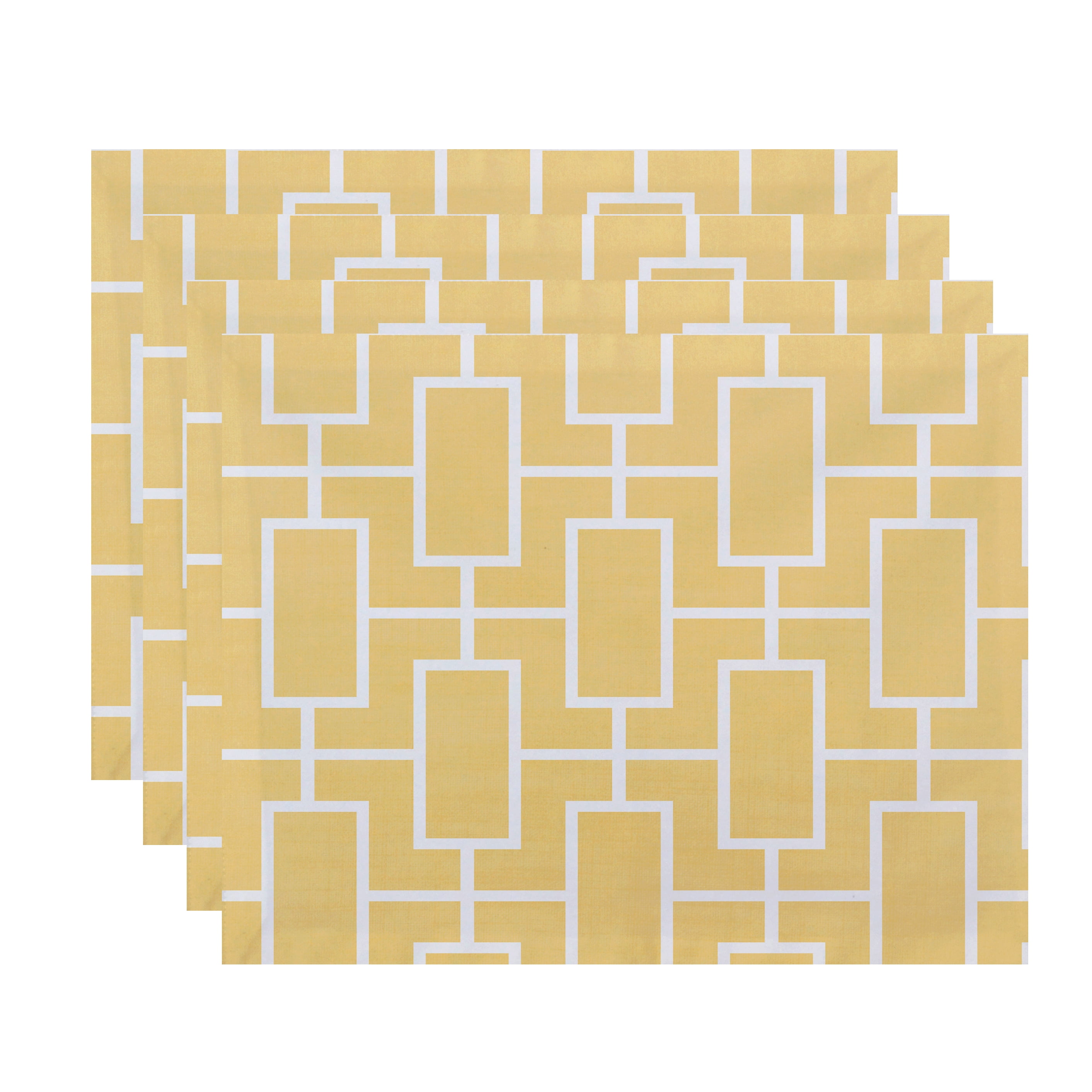 Simply Daisy, 18 x 14 Inch Screen Lattice Geometric Print Placemat (set of 4), Yellow