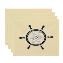 Simply Daisy, 18 x 14 Inch, Ship Wheel, Geometric Print Placemat (Set of 4), Yellow