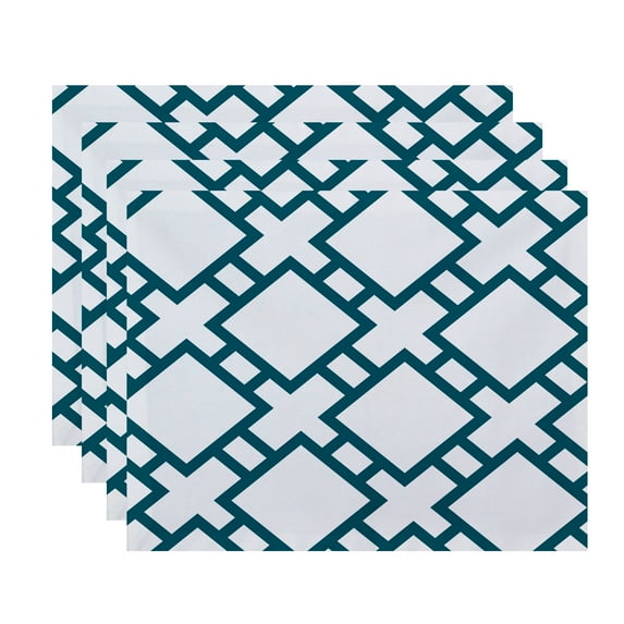 Simply Daisy, 18 x 14 Inch Square in St. Louis Geometric Print Placemat (set of 4), Blue