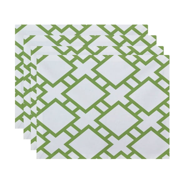 Simply Daisy, 18 x 14 Inch Square in St. Louis Geometric Print Placemat (set of 4), Green