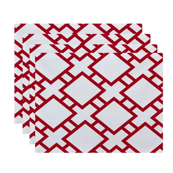 Simply Daisy, 18 x 14 Inch Square in St. Louis Geometric Print Placemat (set of 4), Pink/Fushcia