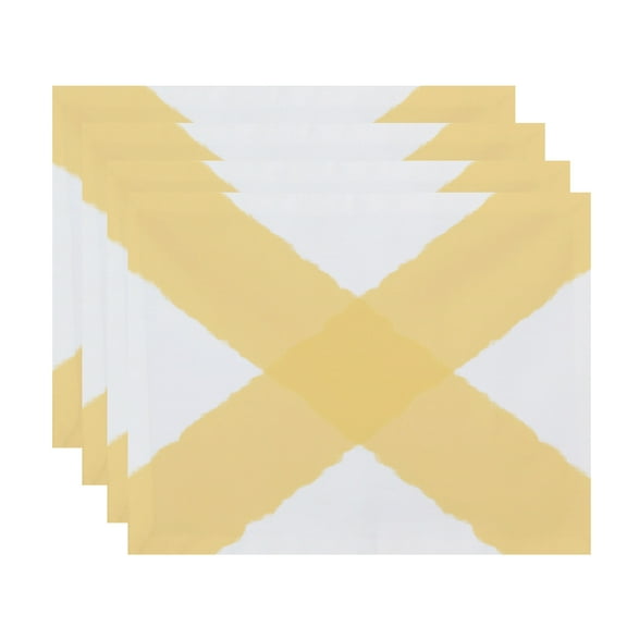 Simply Daisy, 18 x 14 Inch, X Marks the Spot, Geometric Print Placemat (Set of 4), Yellow