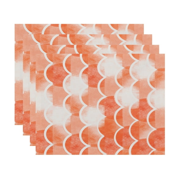 Simply Daisy, 18 x 14 Inch, Zircoland, Geometric Print Placemat (Set of 4), Orange