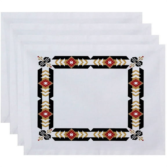 Simply Daisy 18" x 14" Jodhpur Border Geometric Print Placemats, Set of 4