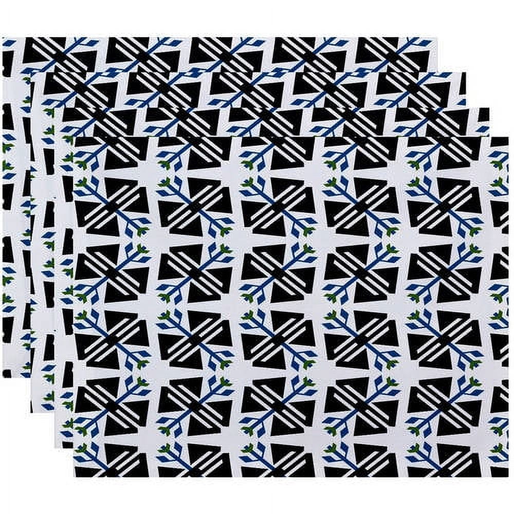Simply Daisy 18" x 14" Jodhpur Ditsy Geometric Print Placemats, Set of 4
