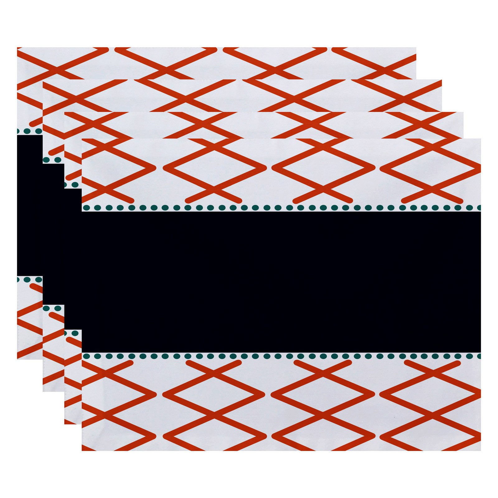 Simply Daisy 18" x 14" Knot Fancy Geometric Print Placemat, Set of 4