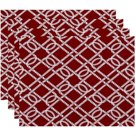 Simply Daisy 18" x 14" Know the Ropes Geometric Print Placemats, Set of 4