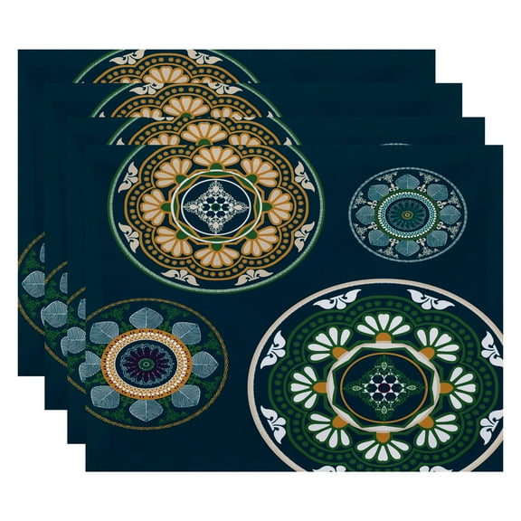 Simply Daisy 18" x 14" Medallions Geometric Print Placemats, Set of 4