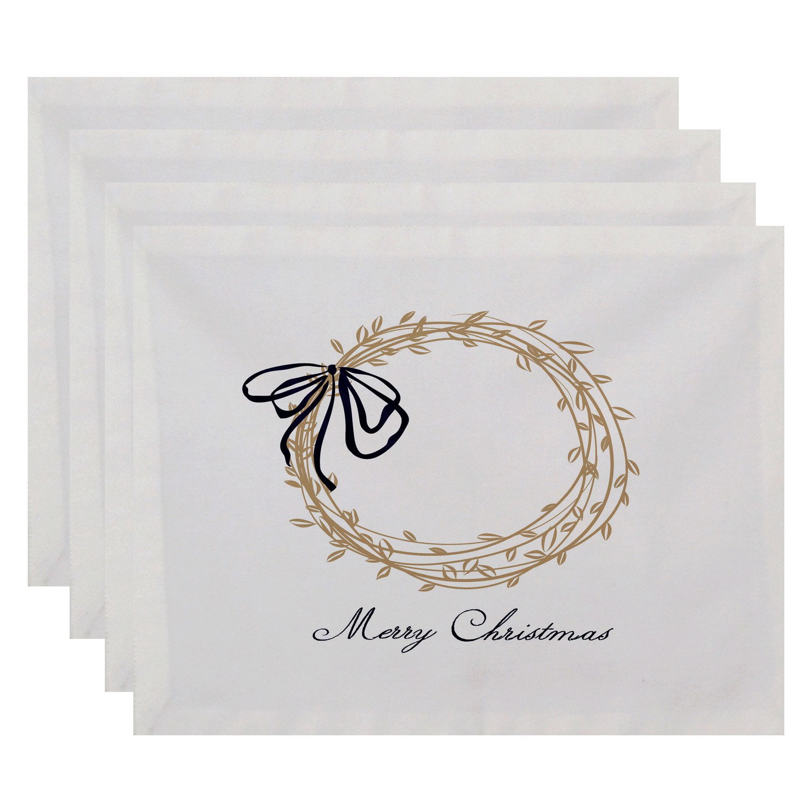 Simply Daisy 18" x 14" Merry Wishes Word Print Placemats, Set of 4