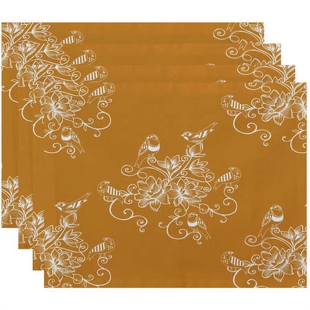 Simply Daisy 18" x 14" Morning Birds Floral Print Placemats, Set of 4
