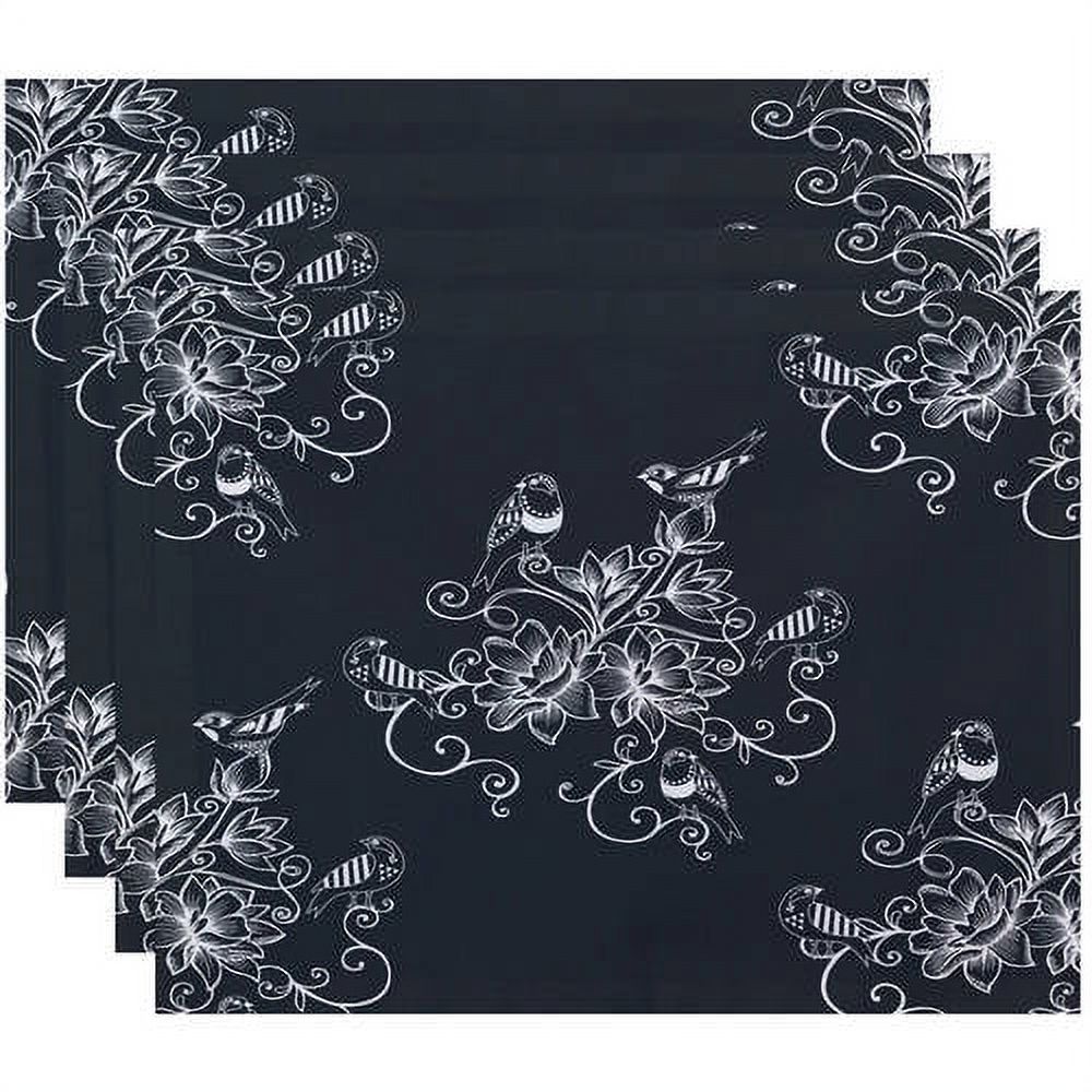 Simply Daisy 18" x 14" Morning Birds Floral Print Placemats, Set of 4