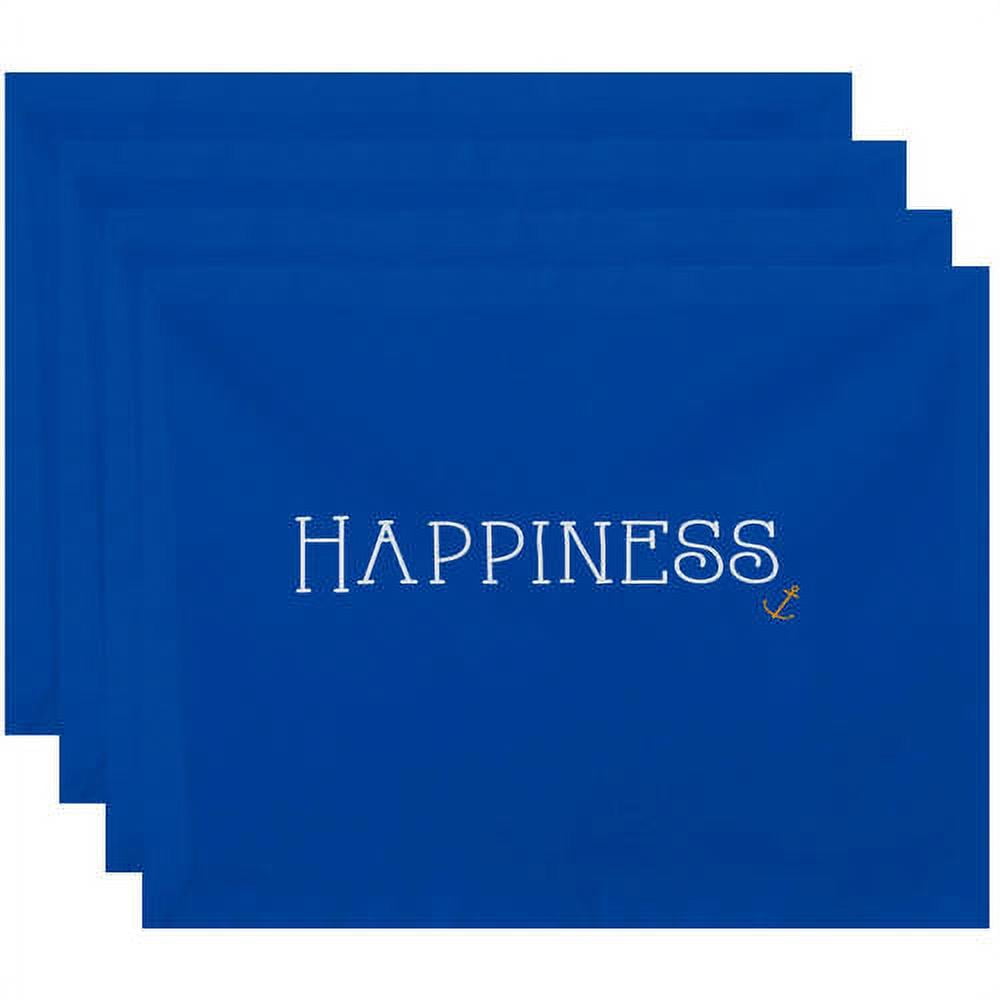 Simply Daisy 18" x 14" Nautical Happiness Word Print Placemats, Set of 4