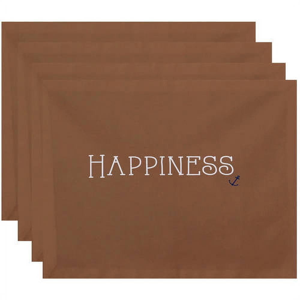 Simply Daisy 18" x 14" Nautical Happiness Word Print Placemats, Set of 4
