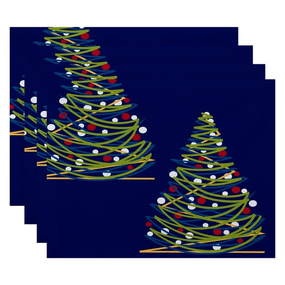 Simply Daisy 18" x 14" O Tannenbaum Geometric Print Placemats, Set of 4