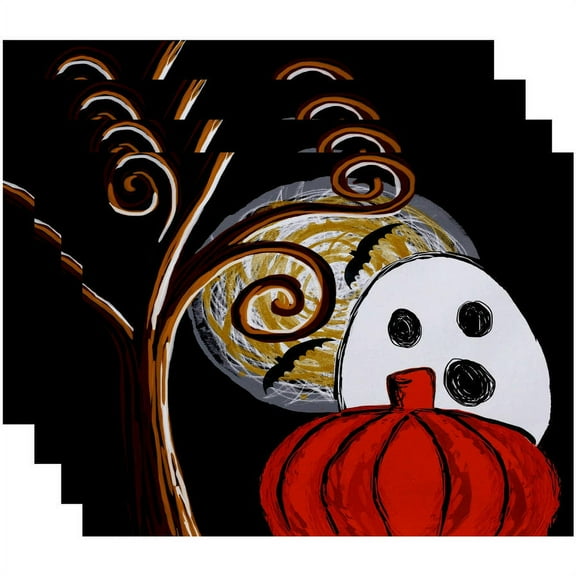 Simply Daisy 18" x 14" Ooky Spooky Geometric Print Placemats, Set of 4