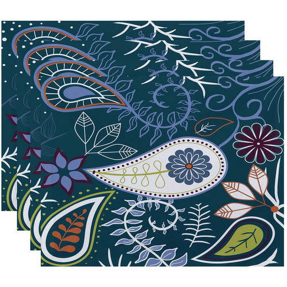Simply Daisy 18" x 14" Paisley Floral Floral Print Placemats, Set of 4