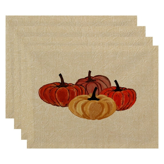 Simply Daisy 18" x 14" Paper Mache Pumpkins Geometric Print Placemat
