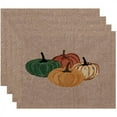 thumbnail image 1 of Simply Daisy 18" x 14" Paper Mache Pumpkins Geometric Print Placemat, 1 of 2