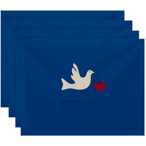 Simply Daisy 18" x 14" Peace Dove Animal Print Placemats, Set of 4