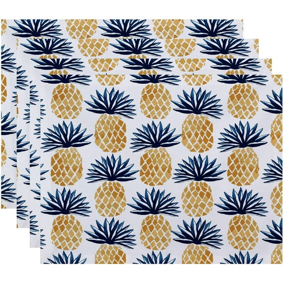 Simply Daisy 18" x 14" Pineapple Stripes Geometric Print Placemat (Set of 4)