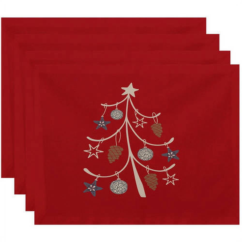 Simply Daisy 18" x 14" Pinecone Tree Geometric Print Placemats, Set of 4