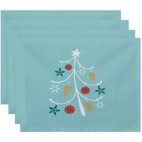 Simply Daisy 18" x 14" Pinecone Tree Geometric Print Placemats, Set of 4