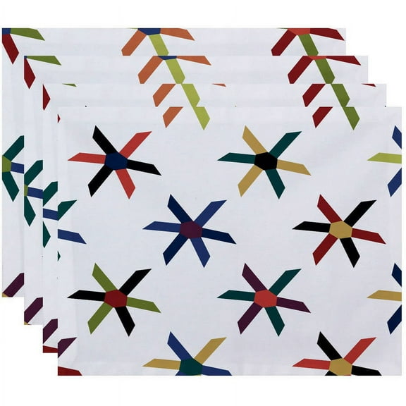 Simply Daisy 18" x 14" Pinwheel Pop Geometric Print Placemats, Set of 4
