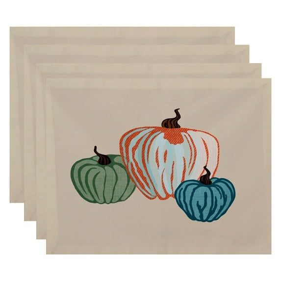 Simply Daisy 18" x 14" Pumpkin Spice Geometric Print Placemats, Set of 4