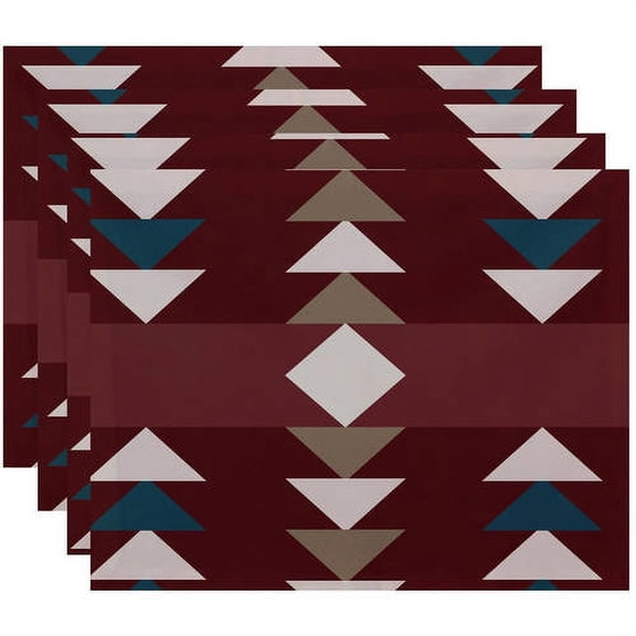 Simply Daisy 18" x 14" Sagebrush Geometric Print Placemats, Set of 4