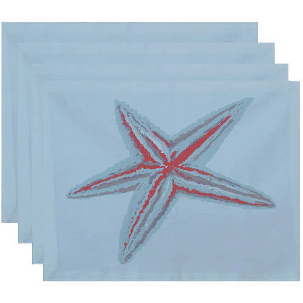 Simply Daisy 18" x 14" Sea Star Coastal Print Placemats, Set of 4