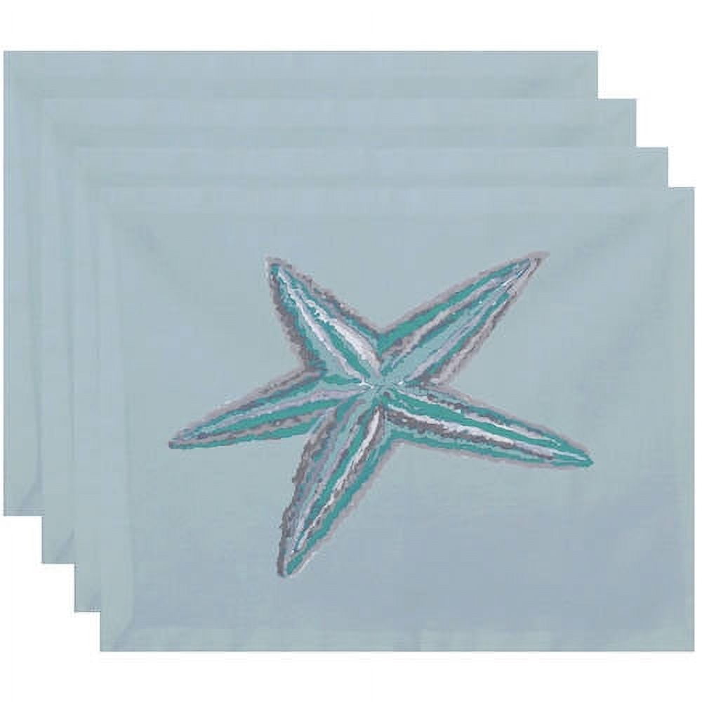Simply Daisy 18" x 14" Sea Star Coastal Print Placemats, Set of 4