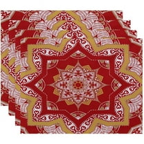 Simply Daisy 18" x 14" Shawl Geometric Print Placemats, Set of 4