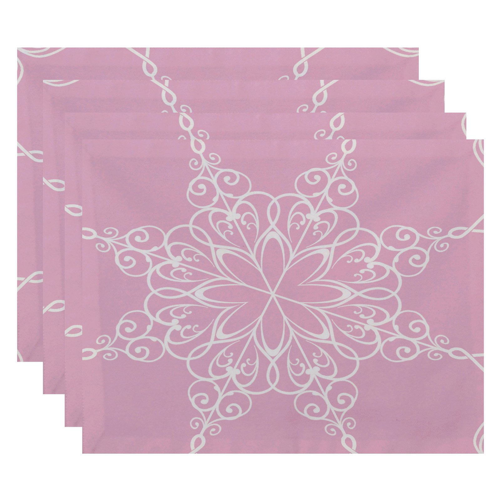 Simply Daisy 18" x 14" Snowflake Geometric Print Placemats, Set of 4