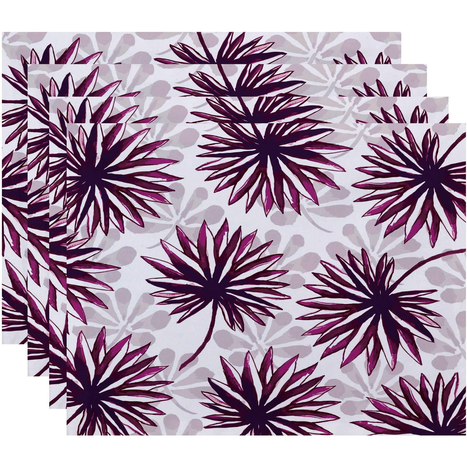 Simply Daisy 18" x 14" Spike and Stamp Floral Print Placemat (Set of 4)