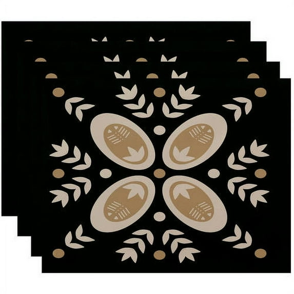 Simply Daisy 18" x 14" Tradition Geometric Print Placemats, Set of 4