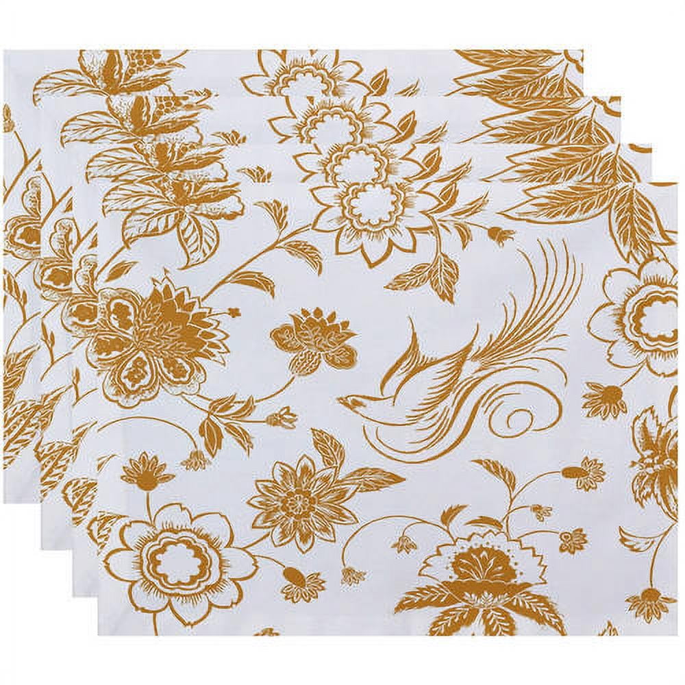 Simply Daisy 18" x 14" Traditional Bird Floral Floral Print Placemats, Set of 4
