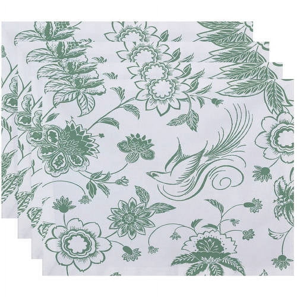 Simply Daisy 18" x 14" Traditional Bird Floral Floral Print Placemats, Set of 4