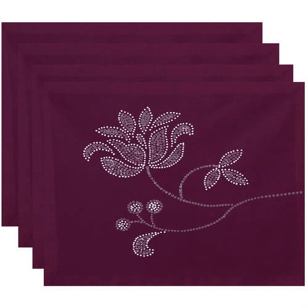 Simply Daisy 18" x 14" Traditional Flower-Single Bloom Floral Print Placemats, Set of 4