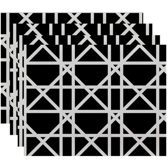 Simply Daisy 18" x 14" Trellis Geometric Print Placemats, Set of 4